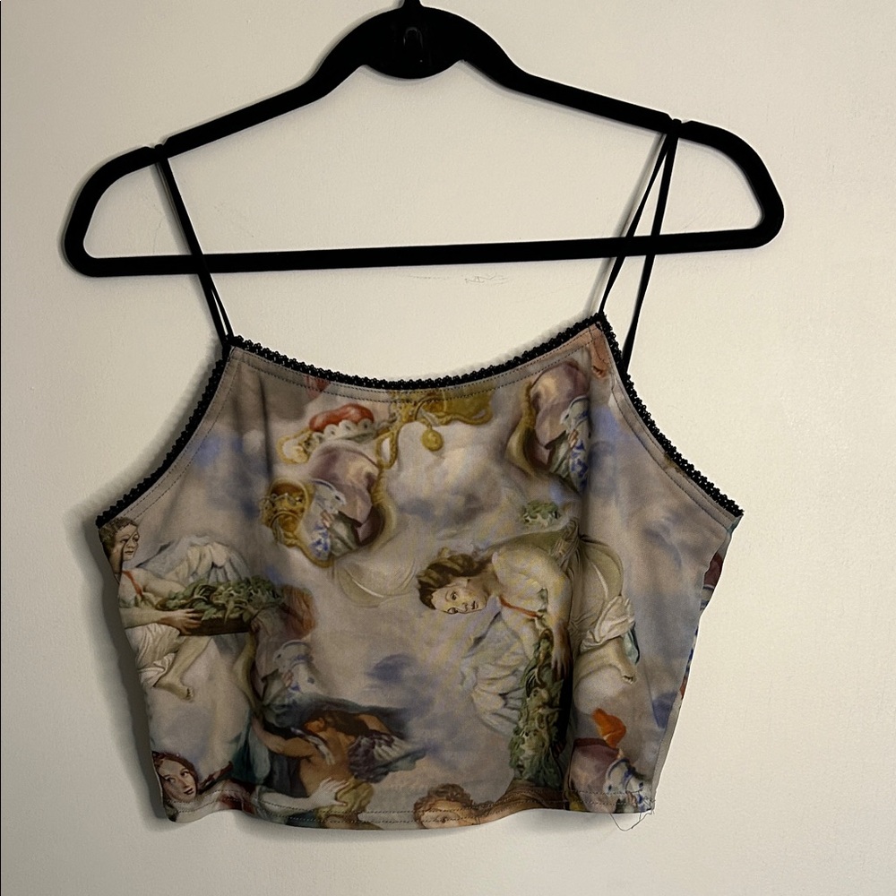 Renaissance Painting Women's Top with Lace Trim